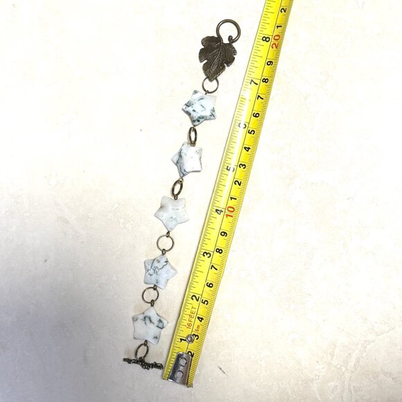 2/$20, Genuine White Green Tree Agate Bracelet, Gemstone Star +Bronze Grape Leaf - Picture 7 of 11